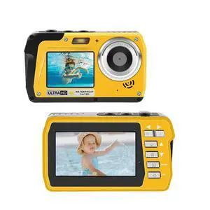 4K Underwater Camera, Full HD 4K&48MP Compact, 10FT Waterproof Camera for Snorkeling, Surfing, Rafting, Dual-Screen for Selfie/16X Digital Zoom/Fill Light/Support 128GB (Yellow) 4K Underwater Camera, Full HD 4K&48MP Compact, 10FT Waterproof Camera for Snorkeling, Surfing, Rafting, Dual-Screen for Selfie/16X Digital Zoom/Fill Light/Support 128GB (Yellow)