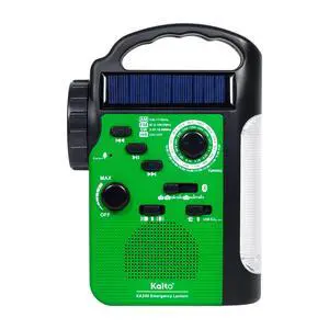 KA340 Solar Dynamo Hand Crank Rechargeable LED Camping Lantern for Emergency AM/FM/SW NOAA Weather Alert Solar Radio with Bluetooth, Flashlight, Phone Charger, MP3 Player & Siren (Green) KA340 Solar Dynamo Hand Crank Rechargeable LED Camping Lantern for Emergency AM/FM/SW NOAA Weather Alert Solar Radio with Bluetooth, Flashlight, Phone Charger, MP3 Player & Siren (Green)