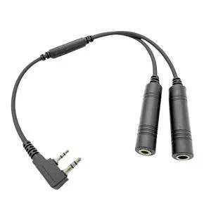 GA Dual Plugs General Aviation Headset Twin Jacks Helicopter Headphone Adapter Connector Cable (3/16" Mic Jack and 1/4" Speaker Jack) to K1 Plug 2-Pin Radio Walkie Talkie Extension Cord GA Dual Plugs General Aviation Headset Twin Jacks Helicopter Headphone Adapter Connector Cable (3/16" Mic Jack and 1/4" Speaker Jack) to K1 Plug 2-Pin Radio Walkie Talkie Extension Cord