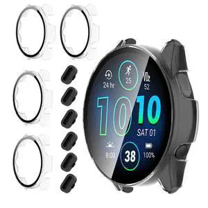 4+6 Pack Compatible for Garmin Forerunner 965 Screen Protector Case with 9H Tempered Glass Film,Hard PC Protective Cover Bumper+Charging Dust Plug 4+6 Pack Compatible for Garmin Forerunner 965 Screen Protector Case with 9H Tempered Glass Film,Hard PC Protective Cover Bumper+Charging Dust Plug