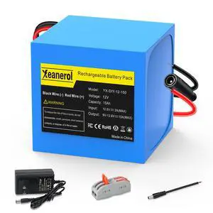 12V 15000mAh Rechargeable Battery Pack with Charger, Replacement Lithium Battery Compatible with 12 Volt Devices RC Car, LED Light Strip, DIY, Boat, Robot, CCTV Camera 12V 15000mAh Rechargeable Battery Pack with Charger, Replacement Lithium Battery Compatible with 12 Volt Devices RC Car, LED Light Strip, DIY, Boat, Robot, CCTV Camera