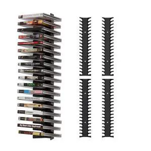 Video Game Wall Mount Organizer, 4 Piece Set, 72 Disc Capacity, Multi-Size Slots for PS5/PS4/Xbox/Switch Games, Black (4) Video Game Wall Mount Organizer, 4 Piece Set, 72 Disc Capacity, Multi-Size Slots for PS5/PS4/Xbox/Switch Games, Black (4)