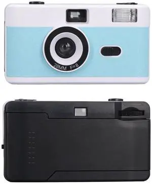 Disposable Film Camera 35 mm, Retro Vintage Camera with Built-in Flash, Reusable Lightweight, 28MM F/8 Lens, Full Manual Setting (White and Blue) Disposable Film Camera 35 mm, Retro Vintage Camera with Built-in Flash, Reusable Lightweight, 28MM F/8 Lens, Full Manual Setting (White and Blue)