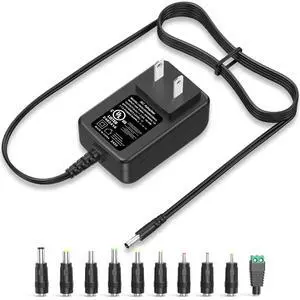 9V 2A 1A Charger Power Cord Adapter with 10 Multi Tips UL Listed 18W | Power Supply 9 Volt 1.5A 2.0A 2000mA 1500mA 1000mA Transformer Black 9V 2A 1A Charger Power Cord Adapter with 10 Multi Tips UL Listed 18W | Power Supply 9 Volt 1.5A 2.0A 2000mA 1500mA 1000mA Transformer Black