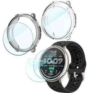 SRcnst Compatible for Amazfit Active 2 Screen Protector,HD Clear TPU Protective Film( Non-Glass & Case TPU Soft Frame Cover (Pack of 4+2) SRcnst Compatible for Amazfit Active 2 Screen Protector,HD Clear TPU Protective Film( Non-Glass & Case TPU Soft Frame Cover (Pack of 4+2)