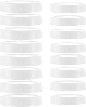 16Pcs Plastic 8 Regular Mouth Lids and 8 Wide Mouth 16Pcs Plastic 8 Regular Mouth Lids and 8 Wide Mouth
