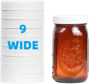 Bedgeta 9 Pack Upgraded White Wide Mouth Mason Jar Lids with Silicone Rings, for Ball, Kerr and More,86mm White Plastic Storage Caps for Mason/Canning Jars - Leak-Proof, Dishwasher Safe & Food Grade Bedgeta 9 Pack Upgraded White Wide Mouth Mason Jar Lids with Silicone Rings, for Ball, Kerr and More,86mm White Plastic Storage Caps for Mason/Canning Jars - Leak-Proof, Dishwasher Safe & Food Grade