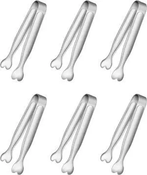 6 Pcs Mini Serving Tongs, 4.3 Inch Heart-Shaped Small Ice Tongs, Food Grade Stainless Steel Silver Tongs for Sugar Cube, Appetizers, Dessert, Tea Party, Home Kitchen, Coffee Bars, Dishwasher Safe 6 Pcs Mini Serving Tongs, 4.3 Inch Heart-Shaped Small Ice Tongs, Food Grade Stainless Steel Silver Tongs for Sugar Cube, Appetizers, Dessert, Tea Party, Home Kitchen, Coffee Bars, Dishwasher Safe