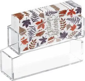 HIIMIEI Napkin Holder for Bathroom, Clear Long Paper Hand Towel Tray 2 Pack HIIMIEI Napkin Holder for Bathroom, Clear Long Paper Hand Towel Tray 2 Pack