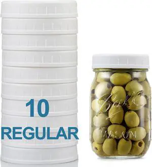 AOZITA 10 Pack REGULAR Mouth Mason Jar Lids for Ball, Kerr and More - White Plastic Storage Caps for Mason/Canning Jars - Leak-Proof, Dishwasher Safe & Food Grade AOZITA 10 Pack REGULAR Mouth Mason Jar Lids for Ball, Kerr and More - White Plastic Storage Caps for Mason/Canning Jars - Leak-Proof, Dishwasher Safe & Food Grade