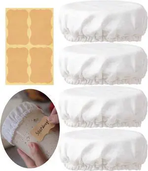 4 inch Sourdough Jar Cover, Wide Mouth Reusable Cloth Lid for Sour Dough Starter Jar, 4Pack Cotton Bread Fermentation Container Tops Elastic Fabric Caps for Weck Mason Kombucha Jars 4 inch Sourdough Jar Cover, Wide Mouth Reusable Cloth Lid for Sour Dough Starter Jar, 4Pack Cotton Bread Fermentation Container Tops Elastic Fabric Caps for Weck Mason Kombucha Jars