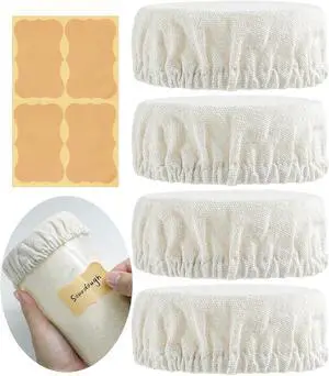 Cloth Tops for Mason Jars 4 inch Wide Mouth | Reusable Regular Sourdough Starter Lids | Breathable Cap Replacement for Gallon Glass Jar Cloth Tops for Mason Jars 4 inch Wide Mouth | Reusable Regular Sourdough Starter Lids | Breathable Cap Replacement for Gallon Glass Jar