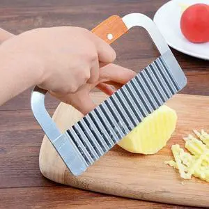 Crinkle Cutting Tool French Fry Slicer Stainless Steel Blade Wooden Handle Crinkle Cutting Tool French Fry Slicer Stainless Steel Blade Wooden Handle