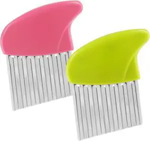 Luomorgo 2 Pack Stainless Steel Potato Crinkle Cutter, Green & Pink Luomorgo 2 Pack Stainless Steel Potato Crinkle Cutter, Green & Pink