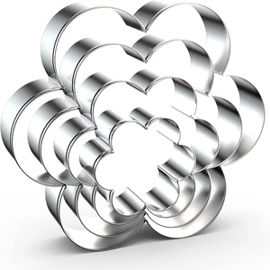 Scallop Flower Cookie Cutter Set Large - 5 Inch, 4 Inch, 3 Inch, 2 Inch - Six Petal Scalloped Edge Spring Flower Cookie Cutters Shapes Molds - Stainless Steel Scallop Flower Cookie Cutter Set Large - 5 Inch, 4 Inch, 3 Inch, 2 Inch - Six Petal Scalloped Edge Spring Flower Cookie Cutters Shapes Molds - Stainless Steel