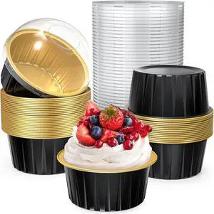 Mini Cake Pans with Lids 40 Pack Disposable Aluminum Foil Ramekin for Party Mini Cake Pans with Lids 40 Pack Disposable Aluminum Foil Ramekin for Party