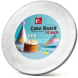 14inch Round Cake Boards 1/2inch Thick, Pack of 1 - Sturdy Silver Cake Drums with Smooth Straight Edges, Waterproof & Oil-Proof (14inch) 14inch Round Cake Boards 1/2inch Thick, Pack of 1 - Sturdy Silver Cake Drums with Smooth Straight Edges, Waterproof & Oil-Proof (14inch)