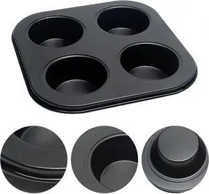 4 Cup Muffin Pan Mold - Non-Stick Cupcake Baking Tray/Tin - Carbon Steel Cake Mould For home, cafe bar and restaurant (Black) 4 Cup Muffin Pan Mold - Non-Stick Cupcake Baking Tray/Tin - Carbon Steel Cake Mould For home, cafe bar and restaurant (Black)