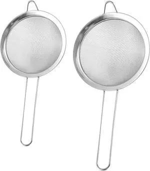 2PCS Fine Mesh Strainers Set Small Stainless Steel Sieves with Handles For Straining Cocktail Flour Powdered Sugar Tea Bar Tool 2PCS Fine Mesh Strainers Set Small Stainless Steel Sieves with Handles For Straining Cocktail Flour Powdered Sugar Tea Bar Tool