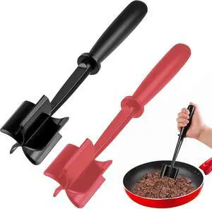 2Pcs Ground Beef Chopper Tool, Meat Masher Ground Beef Heat Resistant Meat Spatula Chopper Hamburger Meat Chopper, Black+Red 2Pcs Ground Beef Chopper Tool, Meat Masher Ground Beef Heat Resistant Meat Spatula Chopper Hamburger Meat Chopper, Black+Red