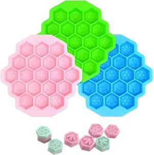 3Pcs Honeycomb Bees Silicone Molds, XJMWXHFC 19 Cavities Chocolate Molds, Food Grade Silicone Baking Molds, Non-Stick Cake Mold for Chocolate, Candy, Jelly, Ice Cube, Mini Cakes (Pink, Green, Blue) 3Pcs Honeycomb Bees Silicone Molds, XJMWXHFC 19 Cavities Chocolate Molds, Food Grade Silicone Baking Molds, Non-Stick Cake Mold for Chocolate, Candy, Jelly, Ice Cube, Mini Cakes (Pink, Green, Blue)