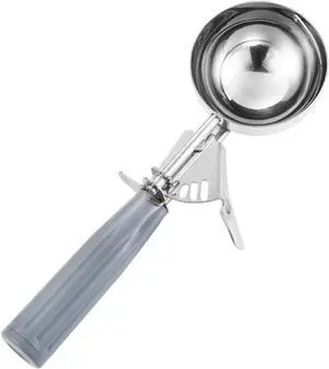 Saebye Portion Scoop - #8 (4 oz) - Disher, Large Ice Cream Scoop with Trigger, Cookie Scoop, Food Scoop, Muffin Scoop - Portion Control - 18/8 Stainless Steel, Grey Handle Saebye Portion Scoop - #8 (4 oz) - Disher, Large Ice Cream Scoop with Trigger, Cookie Scoop, Food Scoop, Muffin Scoop - Portion Control - 18/8 Stainless Steel, Grey Handle
