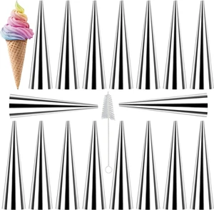 Cream Horn Molds 16pcs Large Size 4.7 inch Baking Cones Stainless Steel Roll Horn Forms Conical Danish Pastry Croissant Cones Moulds Cream Horn Molds 16pcs Large Size 4.7 inch Baking Cones Stainless Steel Roll Horn Forms Conical Danish Pastry Croissant Cones Moulds
