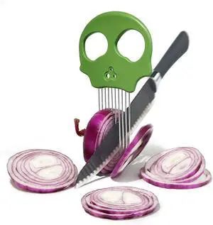 Stainless Steel Onion Cutter & Egg Slicer Multi-Function Vegetable Cutter and Herb Stripper for Avocados, Tomatoes, and Potatoes (Green) Stainless Steel Onion Cutter & Egg Slicer Multi-Function Vegetable Cutter and Herb Stripper for Avocados, Tomatoes, and Potatoes (Green)