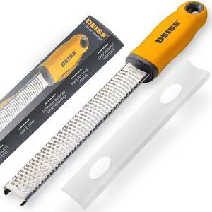 Deiss PRO Citrus Zester & Cheese Grater Parmesan Cheese Lemon, Ginger, Garlic, Nutmeg, Chocolate, Vegetables, Fruits - Razor-Sharp Stainless Steel Blade, Wide, Dishwasher Safe Deiss PRO Citrus Zester & Cheese Grater Parmesan Cheese Lemon, Ginger, Garlic, Nutmeg, Chocolate, Vegetables, Fruits - Razor-Sharp Stainless Steel Blade, Wide, Dishwasher Safe