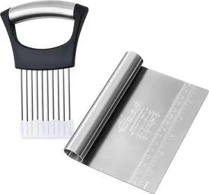 Bench Scraper Dough Chopper Onion Holder for Slicing Slicer Onion Cutter with Protective Cover and Anti-Slip Handle Stainless Steel Chopper for Potato, Tomato, Avocados, Eggs, Vegetable, Onions Bench Scraper Dough Chopper Onion Holder for Slicing Slicer Onion Cutter with Protective Cover and Anti-Slip Handle Stainless Steel Chopper for Potato, Tomato, Avocados, Eggs, Vegetable, Onions