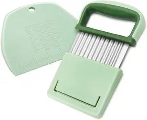 Vegetable Chopper - Stainless Steel Blade Crinkle Cutter/Wavy Knife Veggies French Fry Slicer and Plastic Dough/Cake Scraper,2 piece (Green) Vegetable Chopper - Stainless Steel Blade Crinkle Cutter/Wavy Knife Veggies French Fry Slicer and Plastic Dough/Cake Scraper,2 piece (Green)