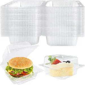 Jizvxe 50 Pcs Clear Plastic Take Out Containers,Clear Plastic Square Hinged Food Container with Lids,Disposable Clamshell Dessert Containers for Salad,Pasta,Hamburger(5.3 x 4.7 x 2.8 in) Jizvxe 50 Pcs Clear Plastic Take Out Containers,Clear Plastic Square Hinged Food Container with Lids,Disposable Clamshell Dessert Containers for Salad,Pasta,Hamburger(5.3 x 4.7 x 2.8 in)