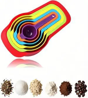 Rainbow Measuring Spoon and Cup Set, 6 Piece, Multicolor, BPA-Free Plastic, Dual Scale CUP/ML, Nesting Stackable Design for Baking and Cooking Rainbow Measuring Spoon and Cup Set, 6 Piece, Multicolor, BPA-Free Plastic, Dual Scale CUP/ML, Nesting Stackable Design for Baking and Cooking