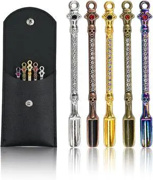 5 PC Mini Metal Shovel Spoons,Tiny Spoon for Spice with PU Pouc (Skeleton) 5 PC Mini Metal Shovel Spoons,Tiny Spoon for Spice with PU Pouc (Skeleton)