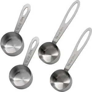 Luomorgo Stainless Steel Measuring Scoops, 1/8 Cup (30ml), 4 Pcs Luomorgo Stainless Steel Measuring Scoops, 1/8 Cup (30ml), 4 Pcs