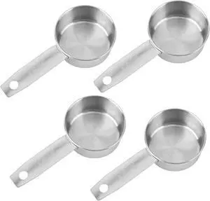 4pcs 1/4 Measuring Cup Scoops, 60ml Stainless Steel Metal Measuring Cups with Inner Scale for Kitchen Liquid & Dry Ingredients Coffee Baking Cooking (Silver) 4pcs 1/4 Measuring Cup Scoops, 60ml Stainless Steel Metal Measuring Cups with Inner Scale for Kitchen Liquid & Dry Ingredients Coffee Baking Cooking (Silver)