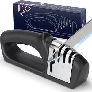 HOTEC 4in1 Knife Sharpener, 3 Stage Manual Sharpener for Sharpening Kitchen Knives 1 Stage for Scissors- Ceramic Stone, Tungsten Carbide Plates, Diamond rods HOTEC 4in1 Knife Sharpener, 3 Stage Manual Sharpener for Sharpening Kitchen Knives 1 Stage for Scissors- Ceramic Stone, Tungsten Carbide Plates, Diamond rods