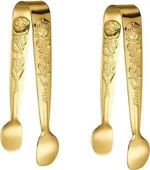 2 Pcs Ice Tongs, 4.1 Inch Gold Figure Stainless Steel Sugar Cube Tongs for Bar, Desserts, Tea, Coffee Party and Appetizers (2, gold) 2 Pcs Ice Tongs, 4.1 Inch Gold Figure Stainless Steel Sugar Cube Tongs for Bar, Desserts, Tea, Coffee Party and Appetizers (2, gold)