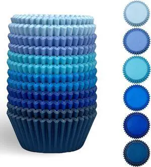 QiQee 300 Counts Cupcake Liners - Food Grade 6 Solid Blue Colors Cupcake Papers Muffin Baking Cups (Standard Size) QiQee 300 Counts Cupcake Liners - Food Grade 6 Solid Blue Colors Cupcake Papers Muffin Baking Cups (Standard Size)