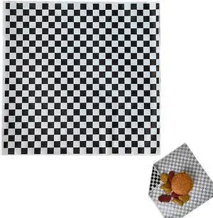 100 Sheets Black and White Checkered Dry Waxed Deli Paper, Grease Resistant Basket Liners (11.5''x11.5'') 100 Sheets Black and White Checkered Dry Waxed Deli Paper, Grease Resistant Basket Liners (11.5''x11.5'')