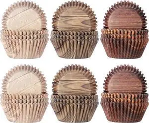 Chengu 300 Pieces Woodland Cupcake Liners Paper Baking Cups(Woodgrain) Chengu 300 Pieces Woodland Cupcake Liners Paper Baking Cups(Woodgrain)