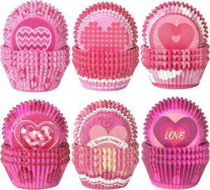 qiqee Valentine Cupcake Liners 300PCS Muffin Liners 6 Designs Birthday Cupcake Papers Baking Cups For Valentine's Day(Standard Size) qiqee Valentine Cupcake Liners 300PCS Muffin Liners 6 Designs Birthday Cupcake Papers Baking Cups For Valentine's Day(Standard Size)