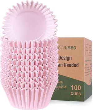 Caperci Heavy Duty Jumbo Cupcake Muffin Liners for Baking - Extra Large 100pcs Grease-Resistant Pink Paper Baking Cups, No Muffin Pan Needed, Odorless, Easily Peels (Pink) Caperci Heavy Duty Jumbo Cupcake Muffin Liners for Baking - Extra Large 100pcs Grease-Resistant Pink Paper Baking Cups, No Muffin Pan Needed, Odorless, Easily Peels (Pink)