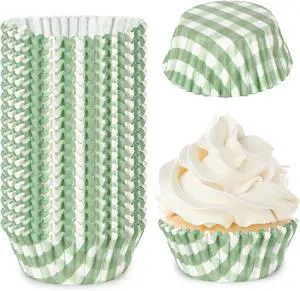 Whaline 300Pcs Sage Green Plaid Paper Baking Cups Green Checkered Cupcake Liners Small Cake Baking Cups Muffin Cupcake Wrappers for One Lucky Duck Birthday Baby Shower Wedding Party, 2x1.2 Inch Whaline 300Pcs Sage Green Plaid Paper Baking Cups Green Checkered Cupcake Liners Small Cake Baking Cups Muffin Cupcake Wrappers for One Lucky Duck Birthday Baby Shower Wedding Party, 2x1.2 Inch