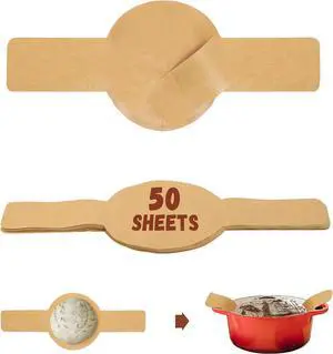 Parchment Paper for Sourdough Baking 8" Round, 50 Sheets with Long Handles Parchment Paper for Sourdough Baking 8" Round, 50 Sheets with Long Handles