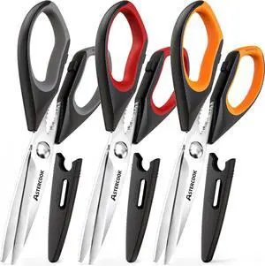 Astercook Kitchen Scissors 3 Pack, Heavy Duty All Purpose Kitchen Shears for Food and Packaging, Stainless Steel Food Scissors for Meat, Poultry, Herbs and Vegetables, Dishwasher Safe Astercook Kitchen Scissors 3 Pack, Heavy Duty All Purpose Kitchen Shears for Food and Packaging, Stainless Steel Food Scissors for Meat, Poultry, Herbs and Vegetables, Dishwasher Safe