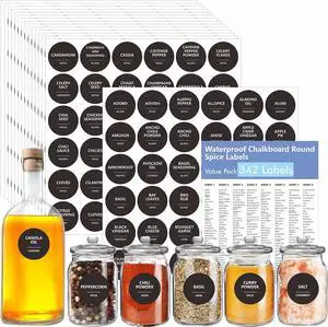 Hebayy 342 Removable Spice Labels,304 Pre-Printed Herb Seeds Seasoning Sauce Oil Vinegar Round Stickers,38 Blank Ones,Waterproof Oil & Tear Resistant,No Residue for Kitchen Pantry Containers Jars Hebayy 342 Removable Spice Labels,304 Pre-Printed Herb Seeds Seasoning Sauce Oil Vinegar Round Stickers,38 Blank Ones,Waterproof Oil & Tear Resistant,No Residue for Kitchen Pantry Containers Jars