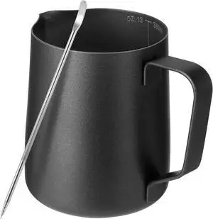 Milk Frothing Pitcher,Milk Steaming Frother Cup,Barista Cappuccino Latte Art Milk Jug with Decorating Pen,Stainless Steel Espresso Coffee Bar Accessories Tools (Black, 12oz) Milk Frothing Pitcher,Milk Steaming Frother Cup,Barista Cappuccino Latte Art Milk Jug with Decorating Pen,Stainless Steel Espresso Coffee Bar Accessories Tools (Black, 12oz)