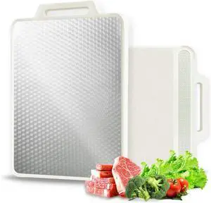 Double Sided Stainless Steel Cutting Board for Kitchen White Large Steel/Wheat Straw PP Cutting Boards non Toxic Chopping Board for Meat, Vegetables, Fruits 16"×11" Upgrade Version Double Sided Stainless Steel Cutting Board for Kitchen White Large Steel/Wheat Straw PP Cutting Boards non Toxic Chopping Board for Meat, Vegetables, Fruits 16"×11" Upgrade Version