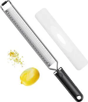 Lemon Zester and Cheese Grater with Secure-Grip Handle - Stainless Steel, 15x1.4 inches Lemon Zester and Cheese Grater with Secure-Grip Handle - Stainless Steel, 15x1.4 inches